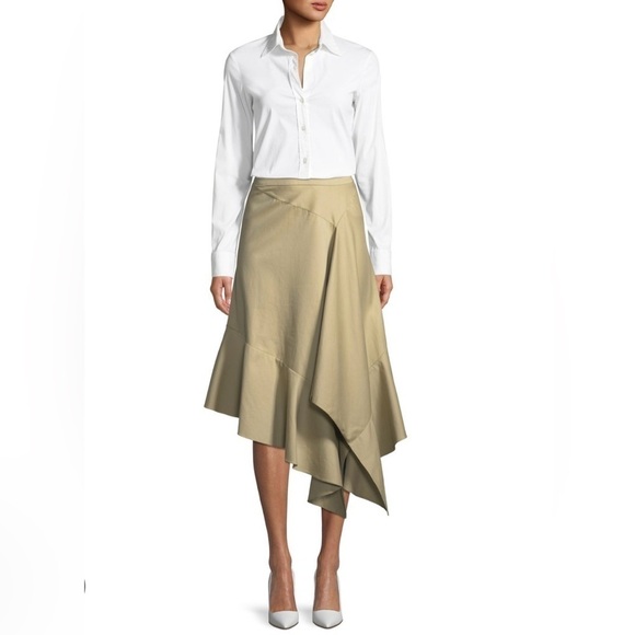PALMER//HARDING Spicy Asymmetric Draped Poplin Midi Skirt | Size 4/6 - Picture 9 of 10